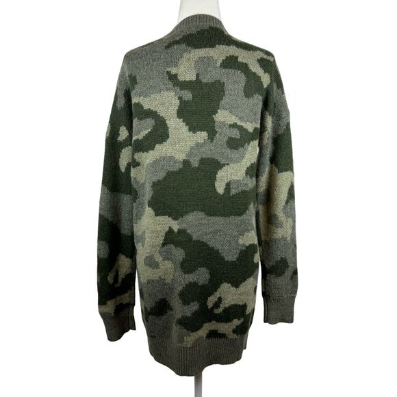 Lucky Brand Womens Green Camo Button Front Cardigan Sz‎ M | Casual Comfy Cozy - Picture 2 of 13